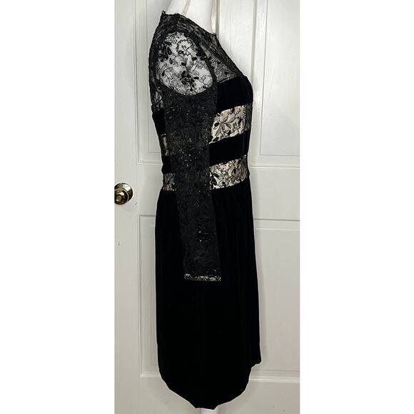 Vintage Victor Costa Black Velvet and Lace Dress - Picture 3 of 7